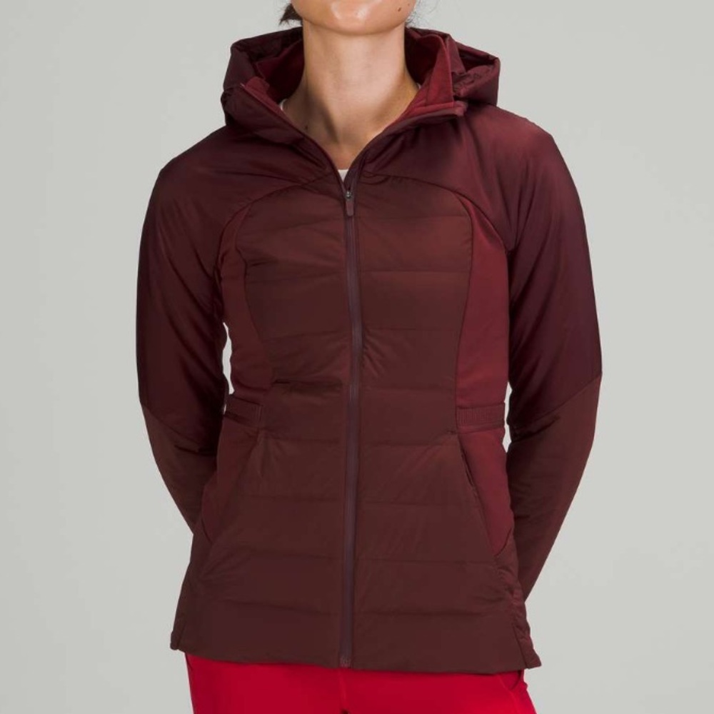 Lululemon women’s Down For It All jacket red Merlot size 6 700 goose down fill